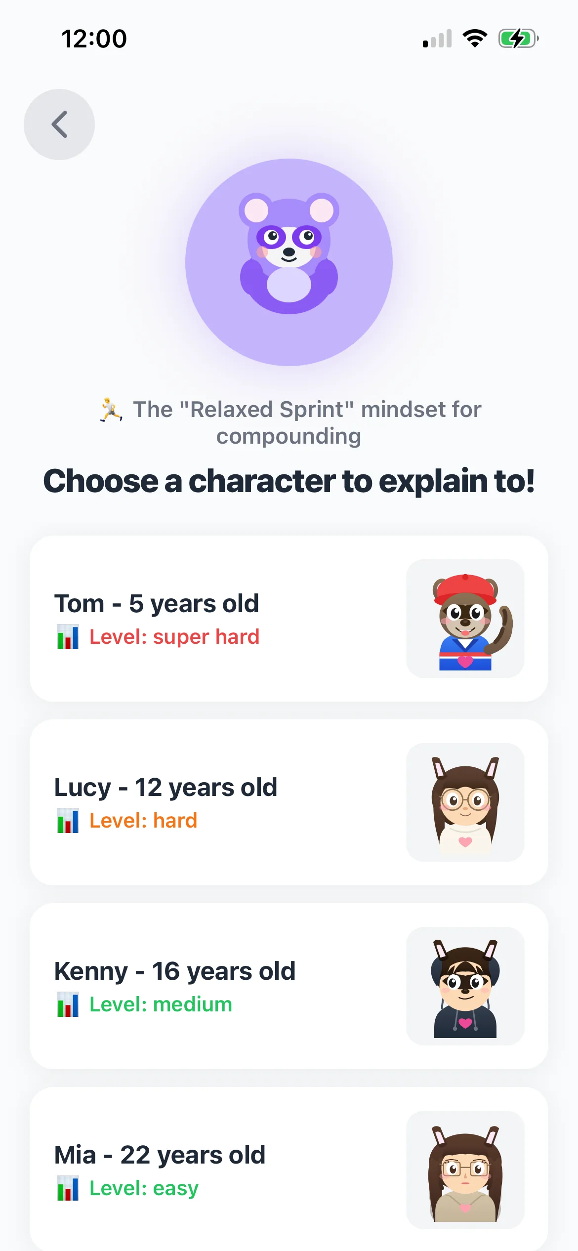 Choose an Explain It Back study character