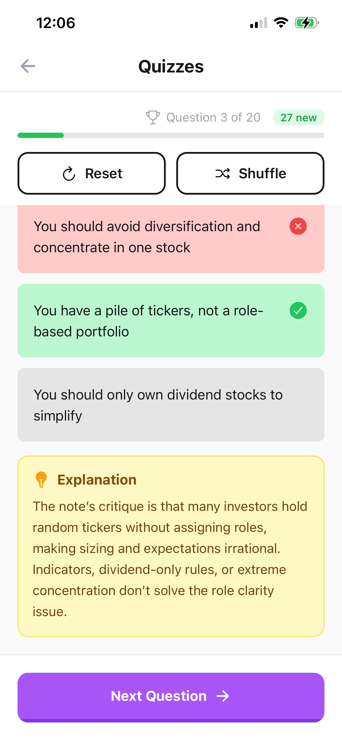 BrainDen quiz with answer feedback